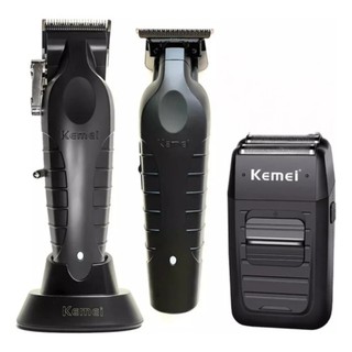 Kit Cabelereiro Profissional Com 3 Maquinas Cabelo Kemei Corte 2296, Acabamento 2299 e Shaver 1102