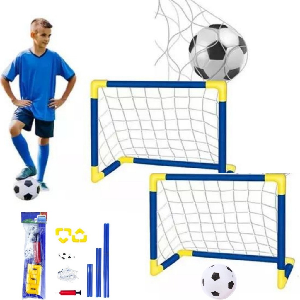 KIT 2 Mini Golzinho Infantil G Trave Futebol TRAVE GOL FURINGUINHO TRAVINHA Bola REDE BOMBINHA 60CM