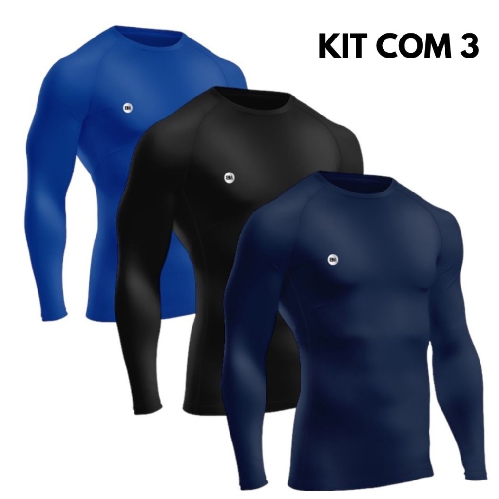 Kit 3 Camisa Termicas Proteção UV Manga Cumprida longa