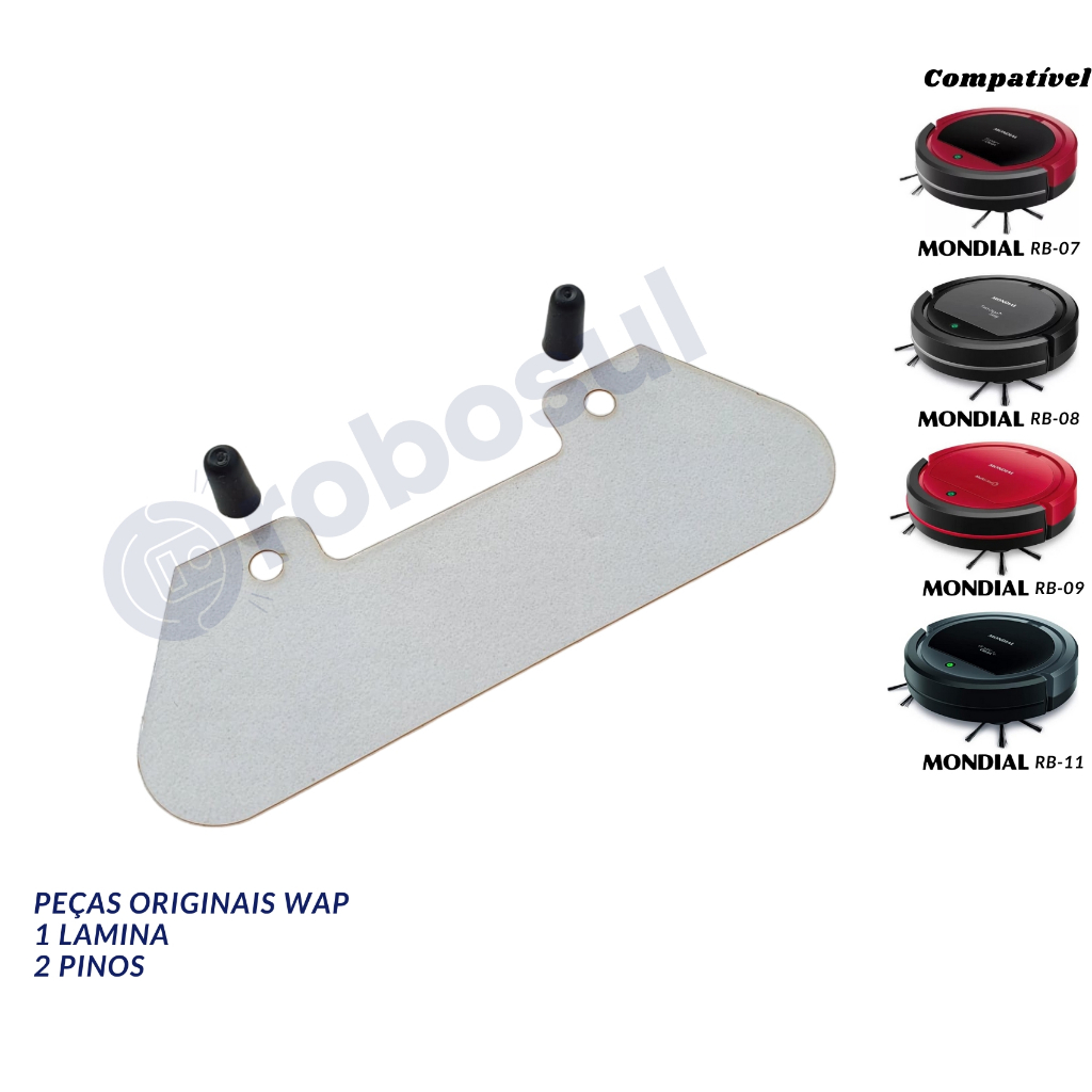 Pinos e Lamina da caixa de Poeira para Robô Aspirador Mondial RB07 - RB08 - RB09 - RB11