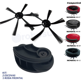 2 Escovas e Roda Frontal Para Robô Aspirador Mondial RB07 - RB08 - RB09 - RB11 em Oferta na Shopee