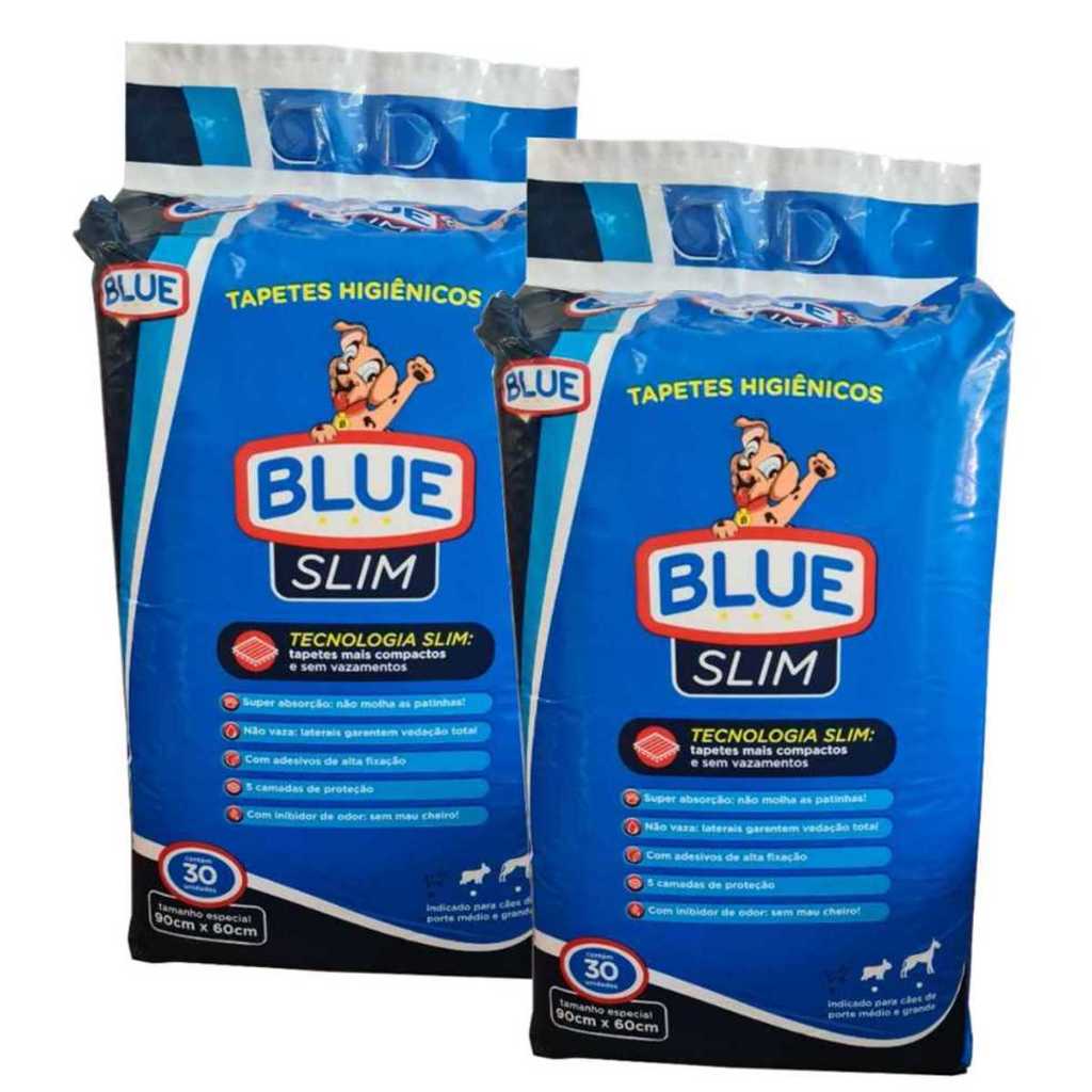 Tapete Higiênico Para Cães Blue Slim 30 Unidades Kit Com 2 Pacotes em Oferta na Shopee