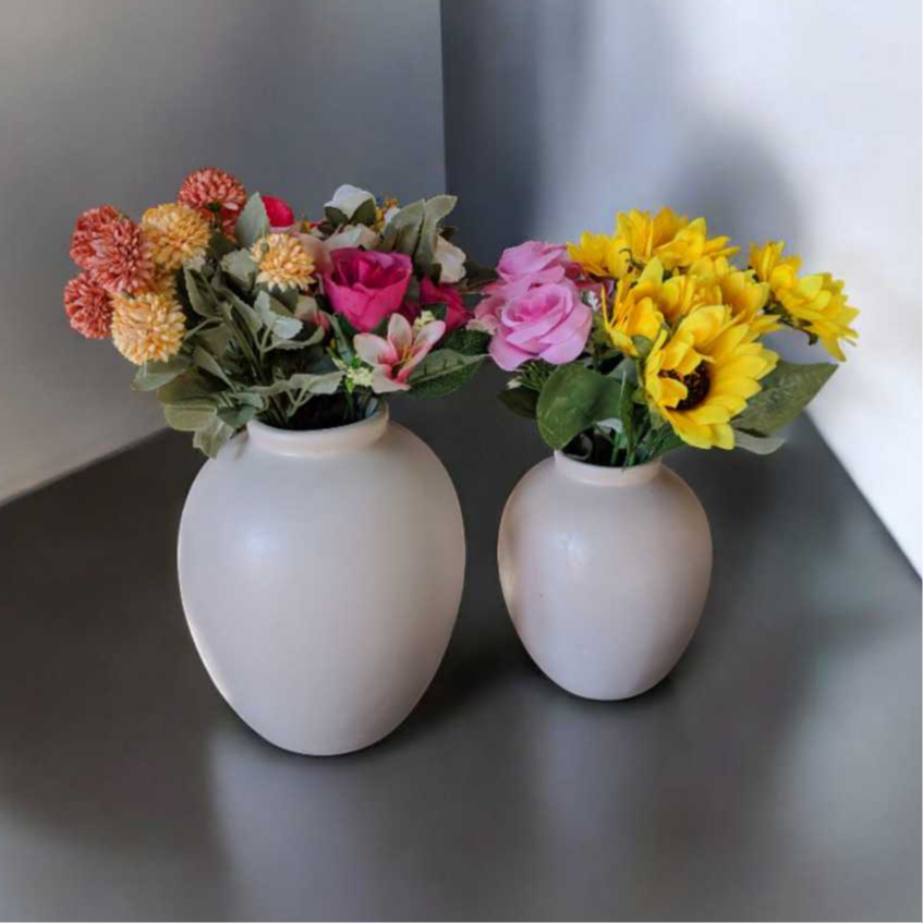 Vaso Floreira Bola Orgânico em cerâmica branco fosco ondulado decorativo decoração de inte...