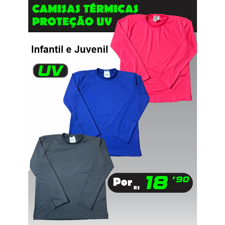Camisetas Infantil e Juvenil Com Proteção Solar Uv - 2 a 16 anos - Masculino e Feminina