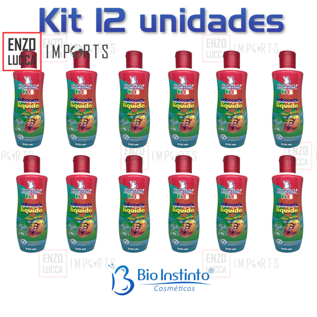 Kit 12 unid Sabonete liquido infantil 0-12 anos 250ml Bio Instinto