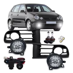 Kit Farol Milha Neblina Volkswagen Polo 2003 2004 2005 2006 Completo Com Molduras E Lampadas