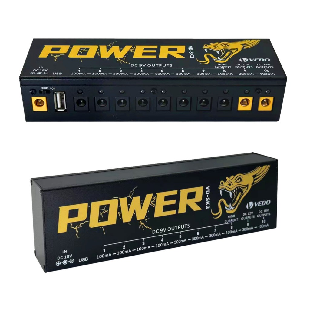 Fonte de Alimentação Pedal Efeito Guitarra 10 Saídas Isoladas (9V, 12V, 18V) Proteção de Curto Circuito/Sobrecorrente em Oferta na Shopee