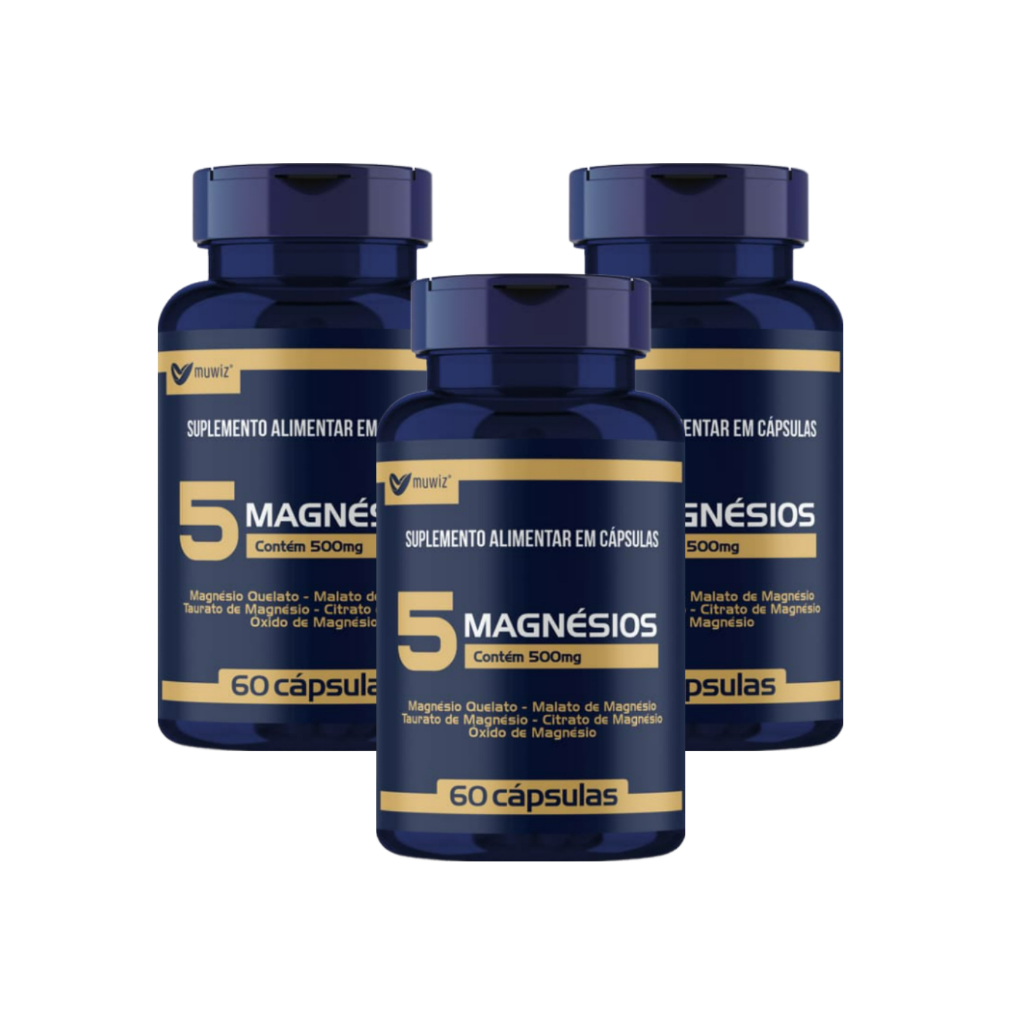 KIT 3x 5 Magnésios (Quelato,Malato,Taurato,Citrato,Óxido) 500mg 60 cápsulas em Oferta na Shopee