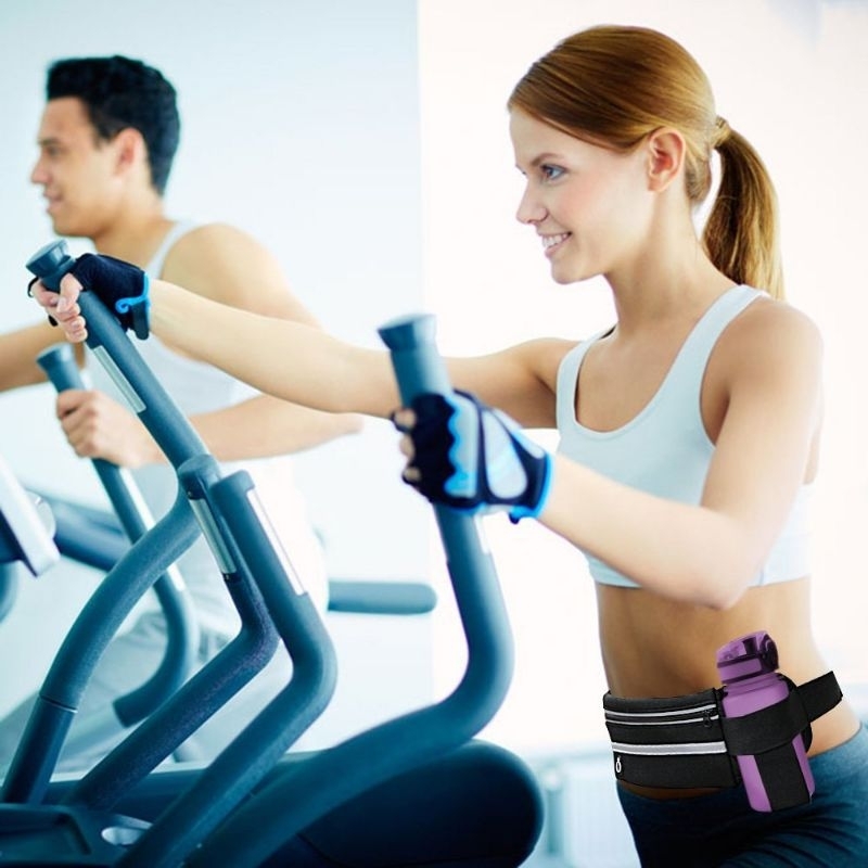 Pochete porta garrafa de água esportiva corrida slim impermeável porta celular caminhada corrida academia promoção — imagem 2 de 2