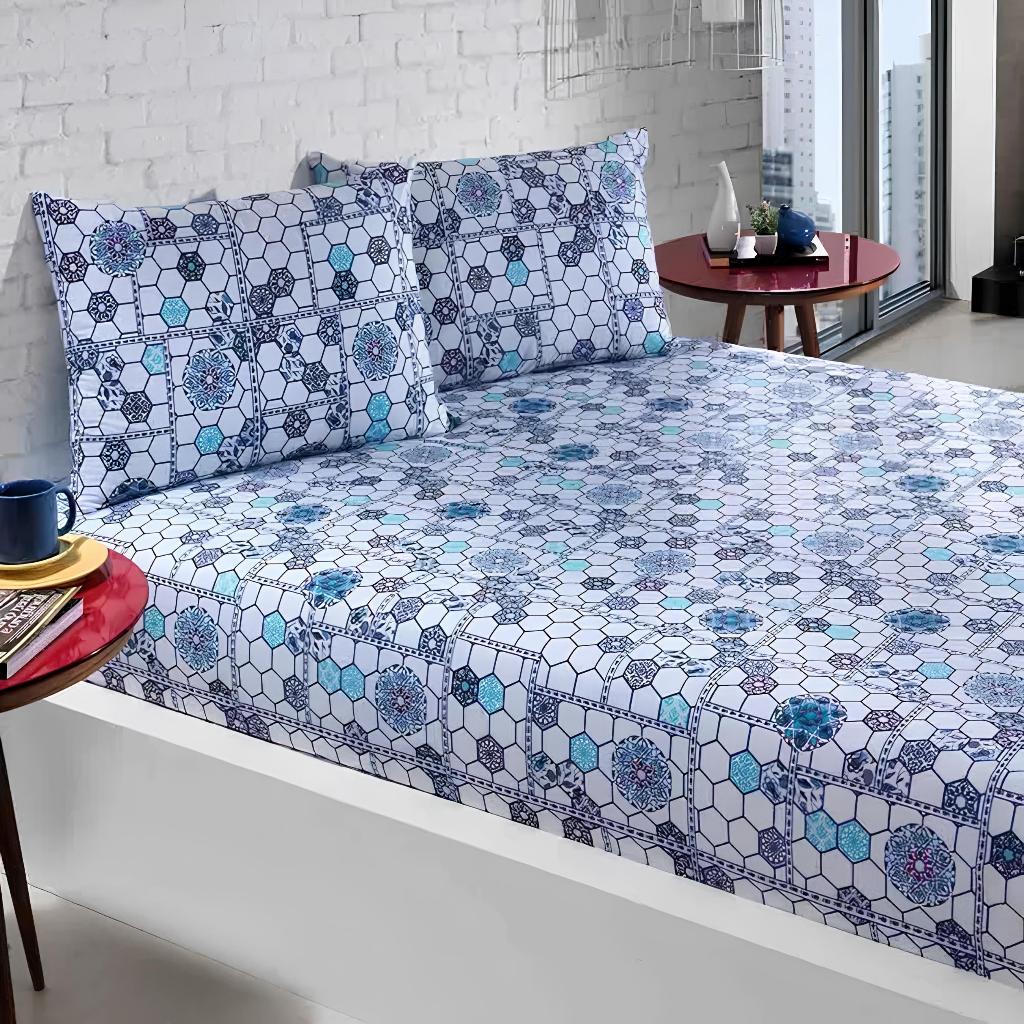 Kit 5 Lençol Avulso Estampado Com Elastico 150 Fios Estampas Sortidas Lençol de Casal