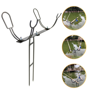 Suporte Duplo Para Duas Vara de Pesca Com Reforço Barranco Preto em Oferta na Shopee