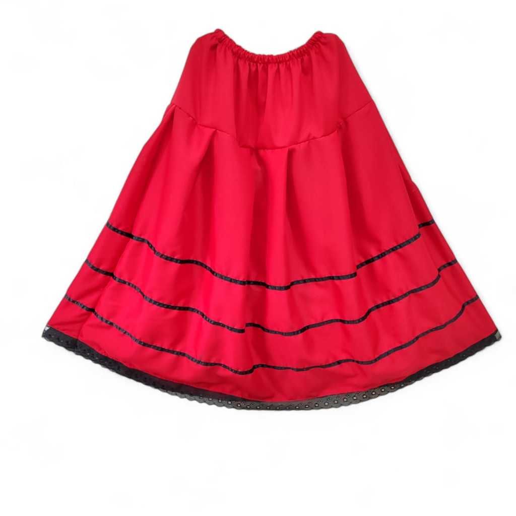 SAIA VERMELHA POMBA GIRA ROUPA FEMININA UMBANDA CANDOMBLE MICROFIBRA LUXO