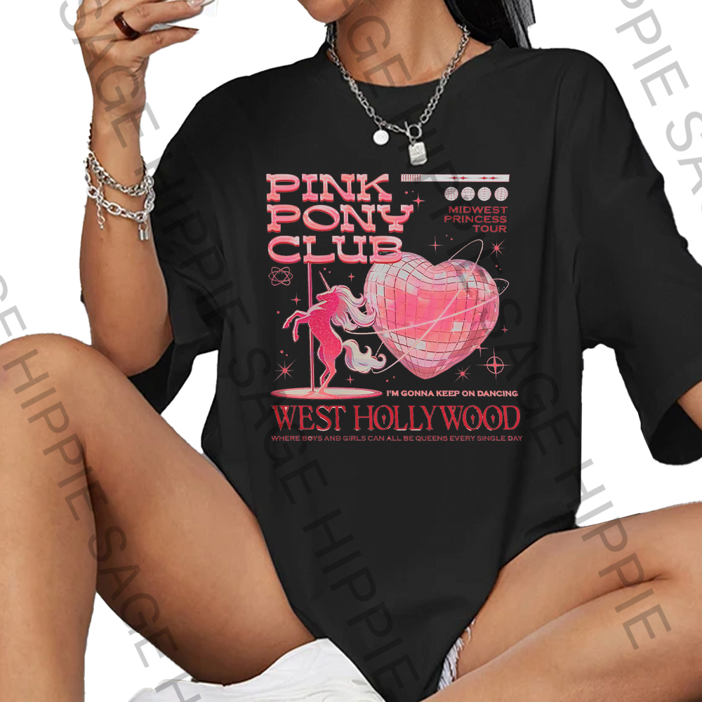 Camiseta Camisa Básica Chappell Roan Pink Pony Club West Hollywood 2024 Unissex
