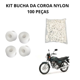 Kit 100 Buchas Coroa Nylon Branca Honda Cg Titan Fan 125 Dega Moto Parts