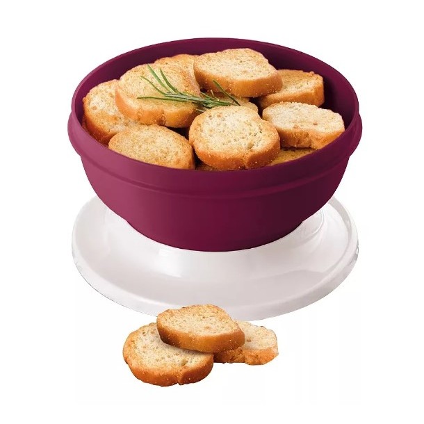 Tupperware Tigela Actualite Redonda 650ml cor Bordo com tampa Branca