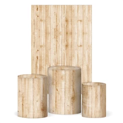 Trio Capa Cilindro Veste Fácil + Painel Vertical Madeira Sublimado Em Tecido