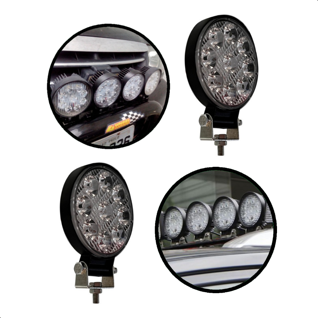Par De Lâmpada De Led Farol redondo Maquinário pesado caminhonete tratores 6000k 2090Lumens
