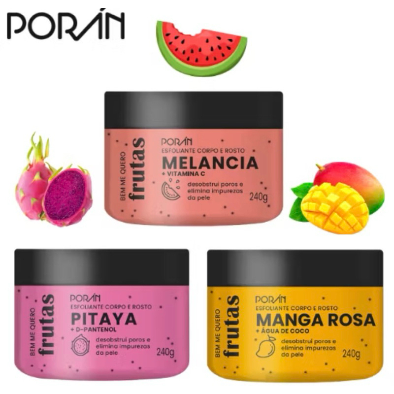Esfoliante Poran Sabonete Body Splash Melância Manga Rosa Corpo e Rosto Cuidados com a Pele em Oferta na Shopee