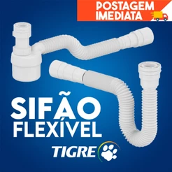Sifão Sanfonado Universal e Sifão Ajustavel Copo Flexível Multiuso Ralo Pia Tanque e Lavatório Tigre