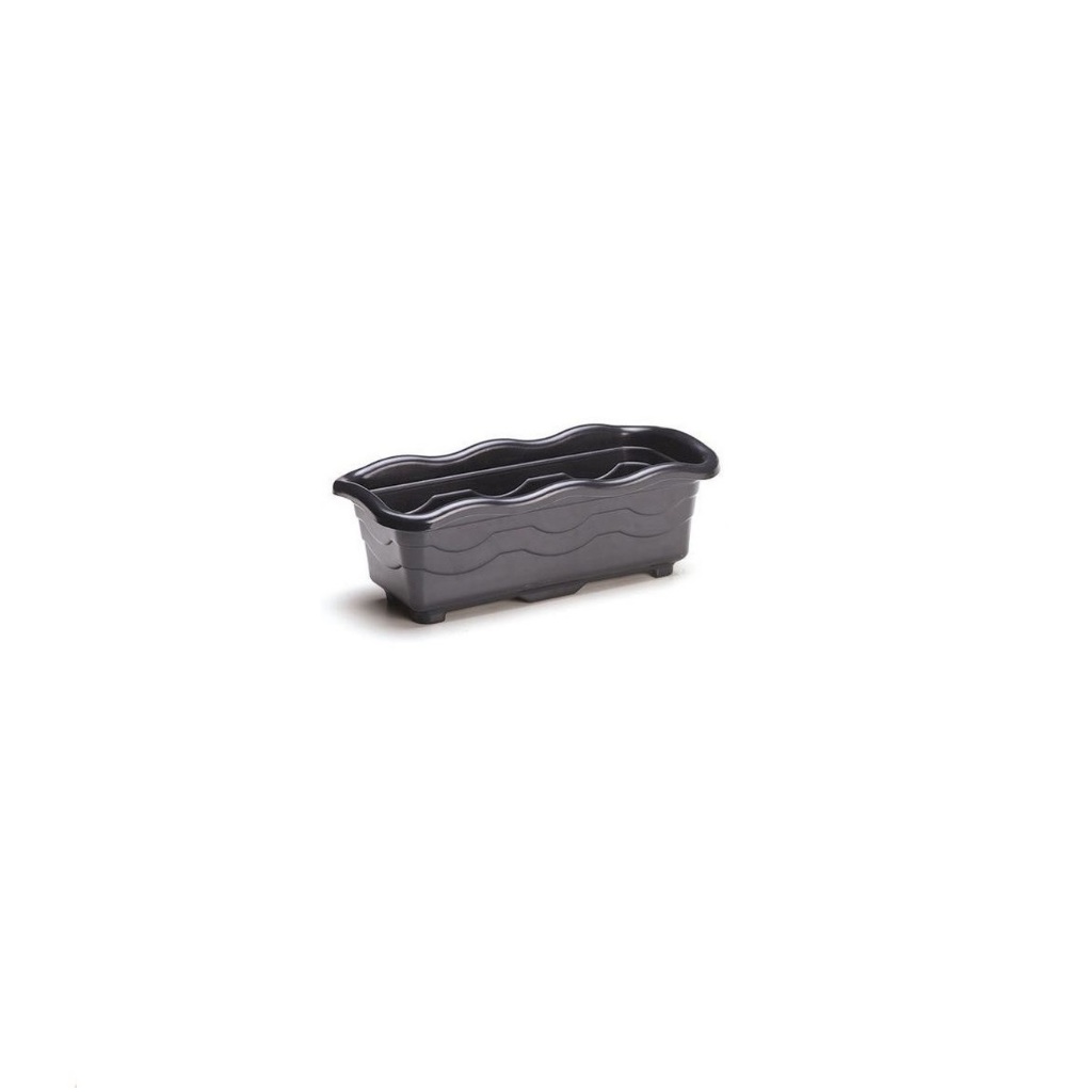 Vaso Jardineira Plástica Preto 37x17x14  P/ Flores e Plantas Naturais e Artificiais