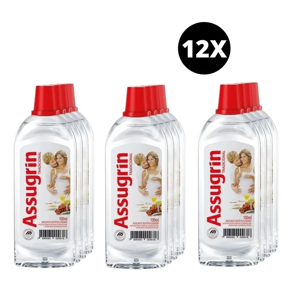 Adoçante Líquido Assugrin 100ml Trad Sacarina KIT C/12 UN em Oferta na Shopee
