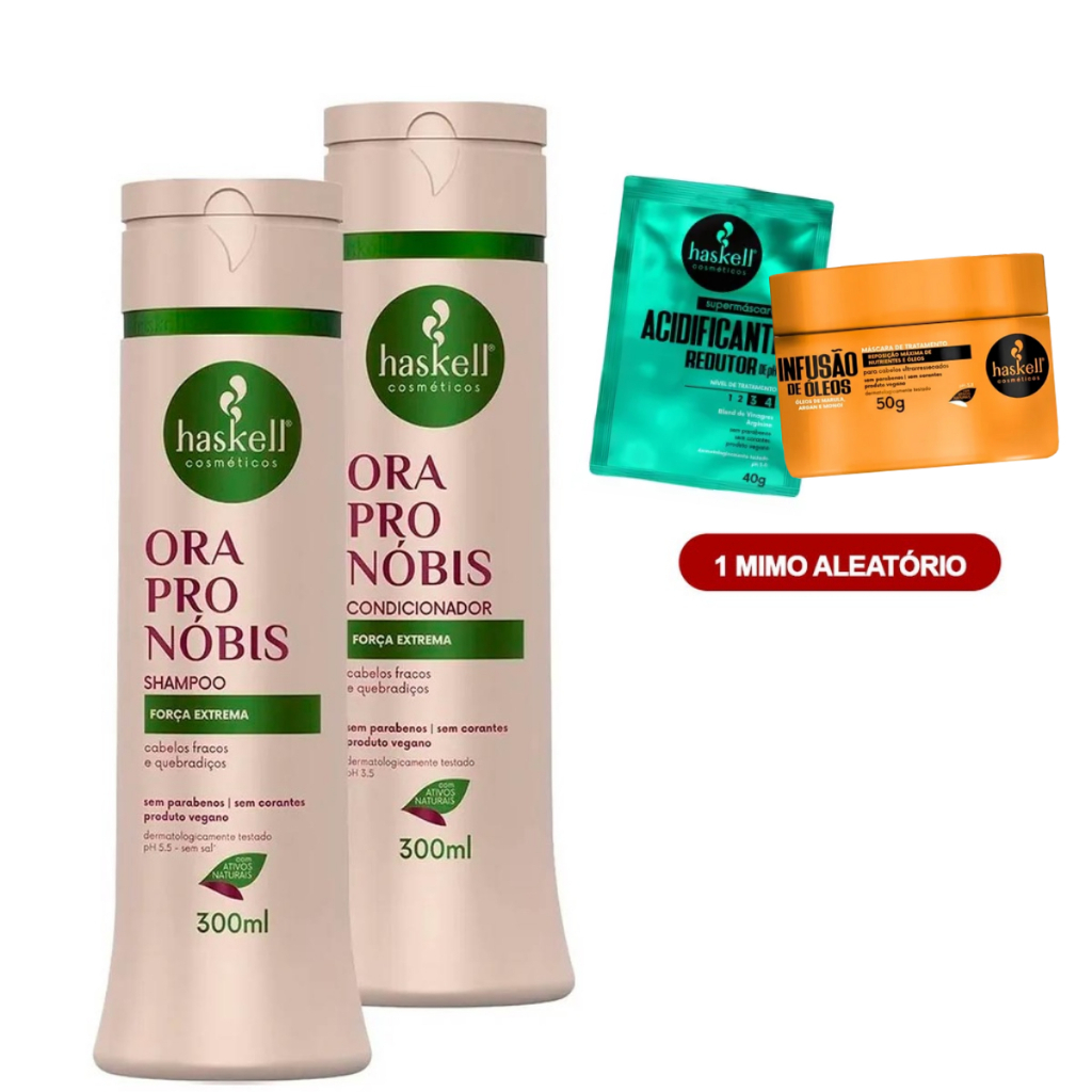Haskell Shampoo e Condicionador Ora Pro Nobis 300ml + Mimo Haskell