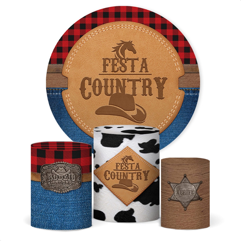 Trio Capa De Cilindro + Painel Redondo Country Em Tecido Veste Fácil em Oferta na Shopee