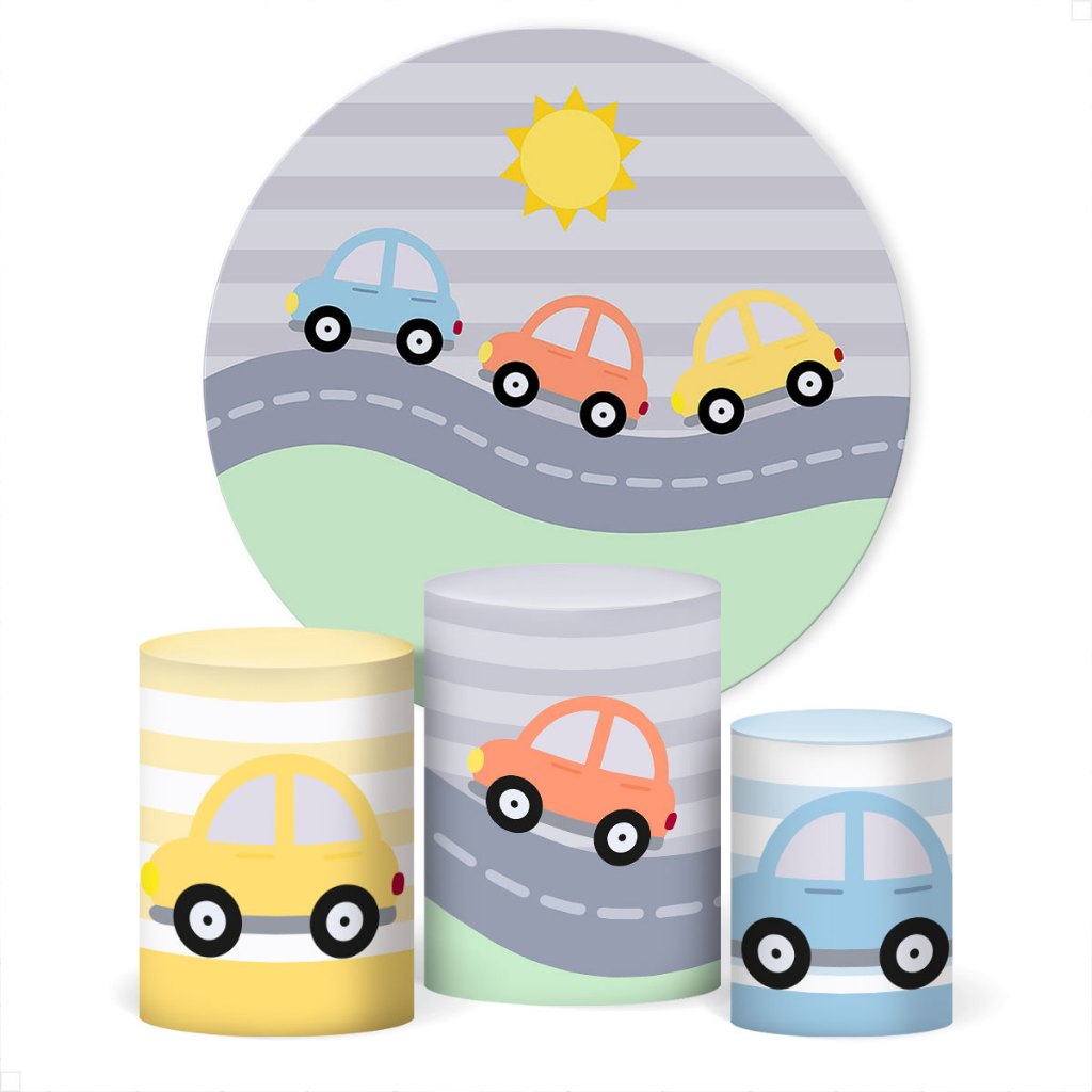 Trio Capa De Cilindro + Painel Redondo Carrinhos Em Tecido Veste Fácil em Oferta na Shopee