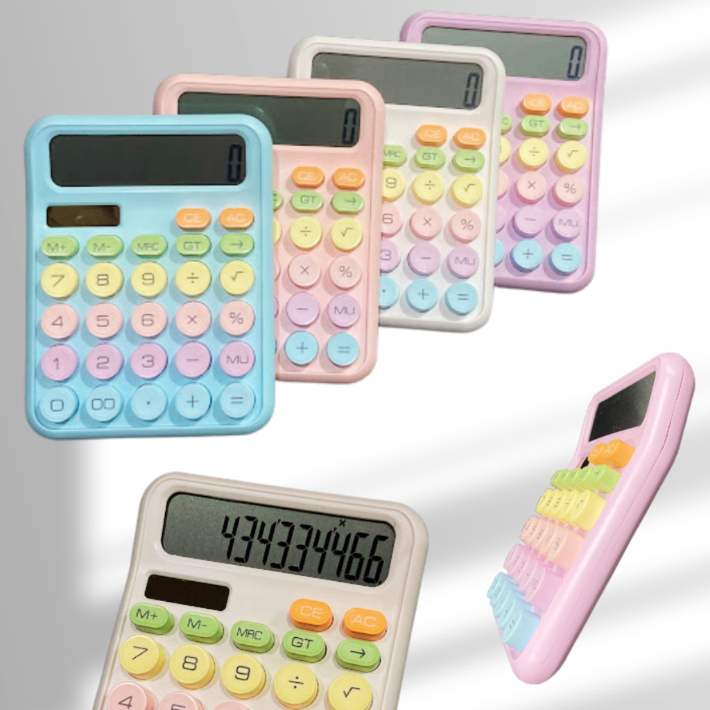 Calculadora Digital Colorida Com Bateria Solar Grande Retrô 12 Digitos