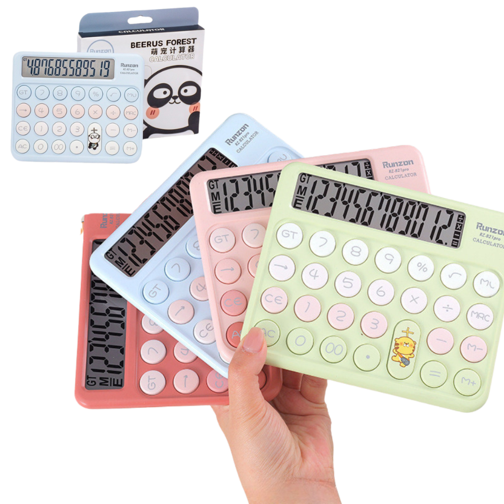 Calculadora De 12 Dígitos Cute Cartoon Button Material Escolar
