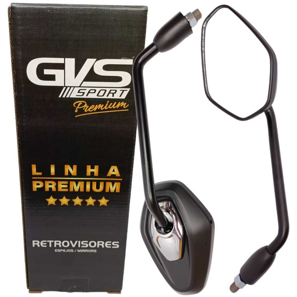 Retrovisor Tiger 900 1200 Rosca Honda Haste Longa Cb 300 Xre 300 Cg  Lente Convexa Gvs Linha Premium em Oferta na Shopee