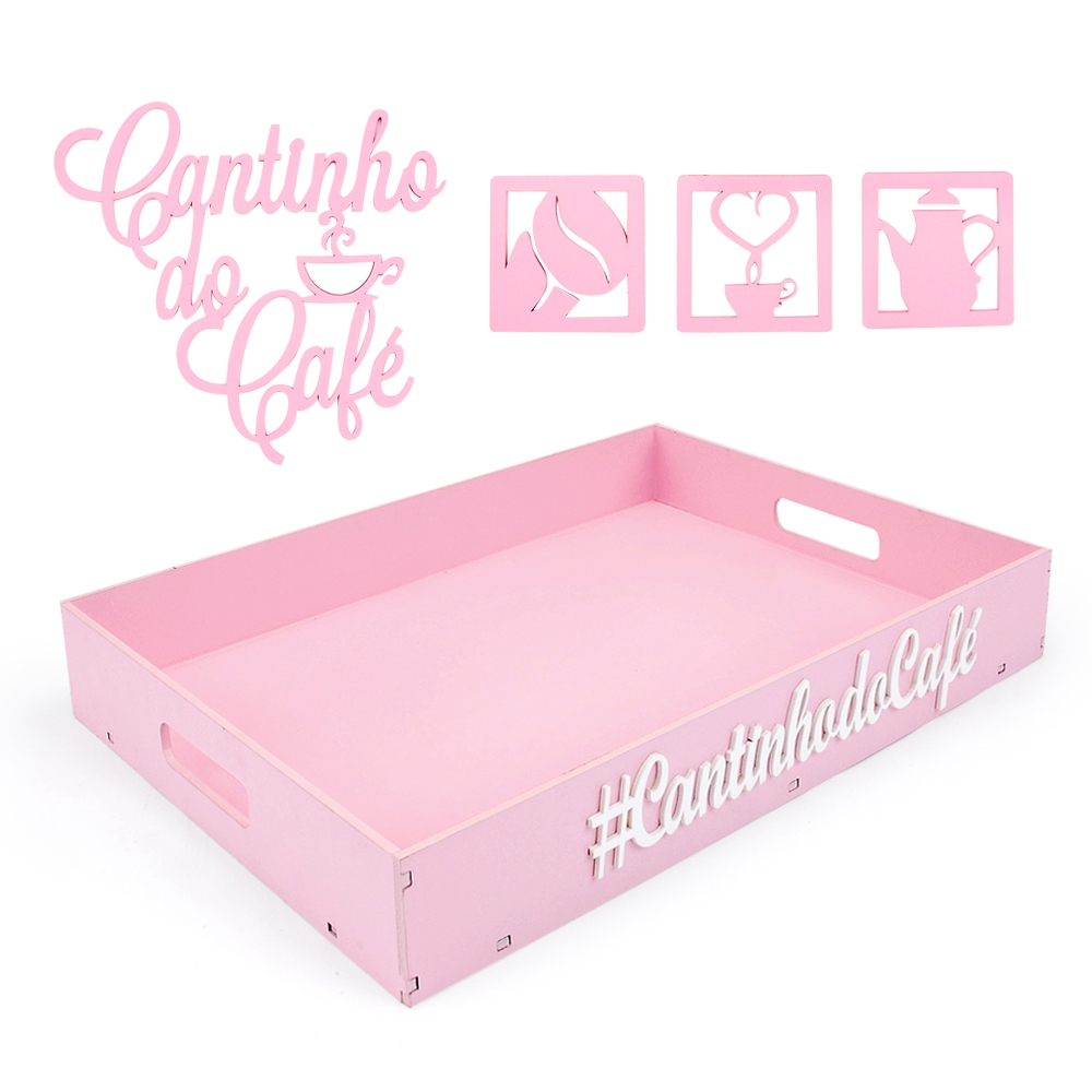 kIT Bandeja cantinho do café 5 peças em mdf de 4mm Montada em Oferta na Shopee