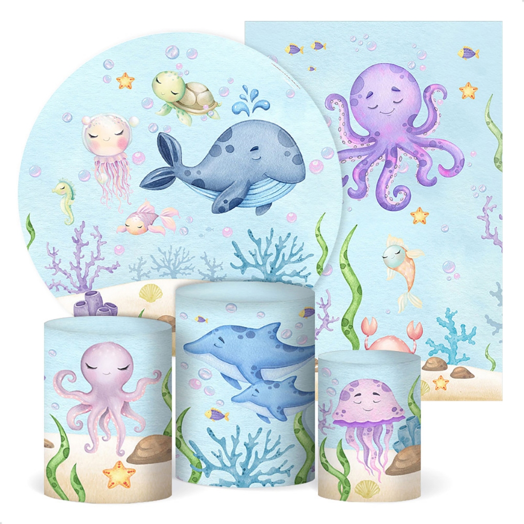 Painéis Casado + Trio Capas Cilindros Fundo Do Mar Veste Fácil Sublimado Em Tecido em Oferta na Shopee