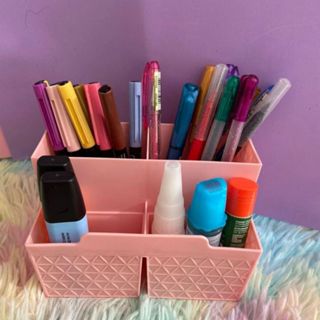 Porta Treco Organizador Mesa Escritório Caneta Lápis Plastico Com Divisoria em Oferta na Shopee