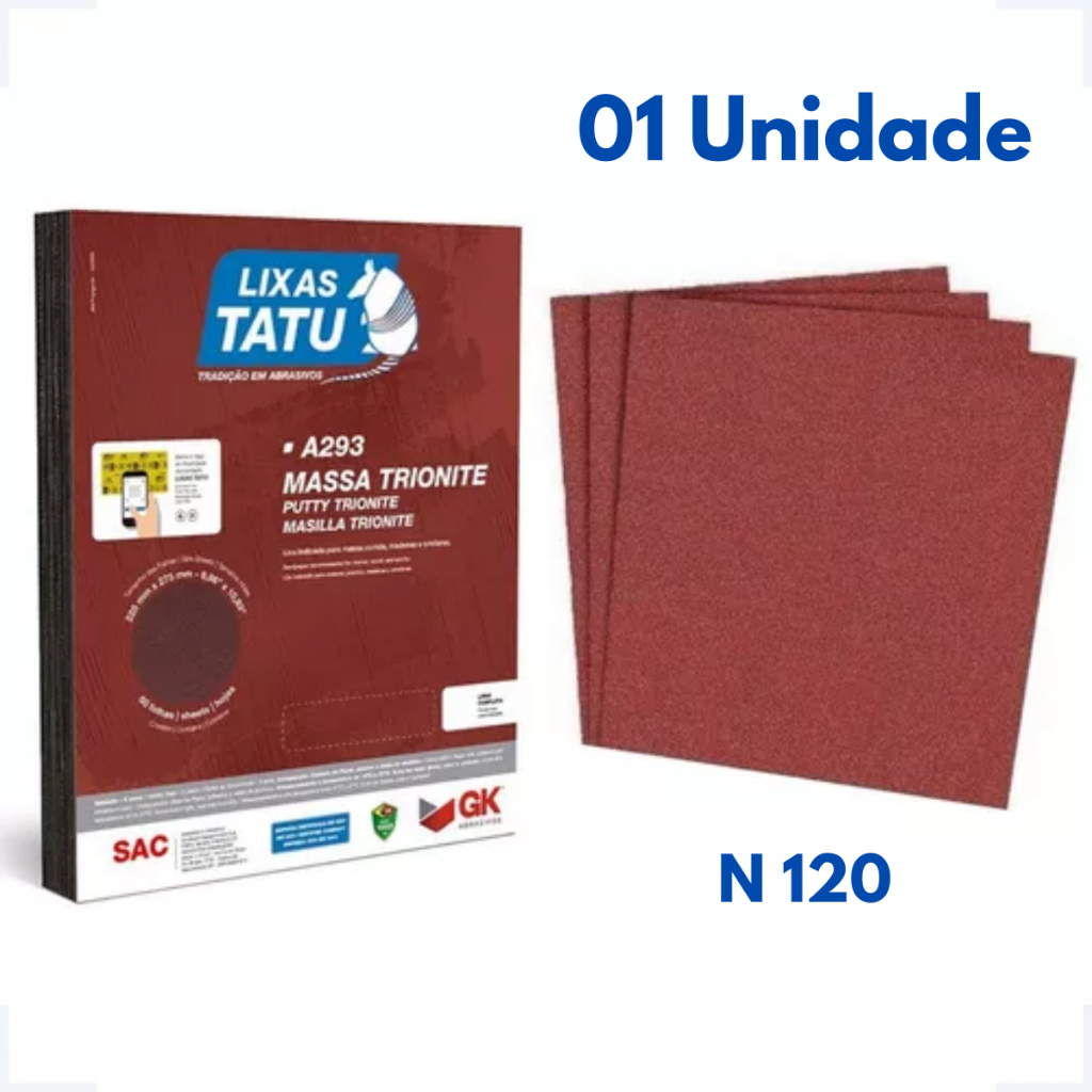 Lixa Para Massa Parede Unidade Grão 120 Tatu Envio Imediato