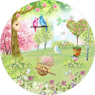 Painel Redondo Tecido Sublimado Jardim Encantado 1,50 em Oferta na Shopee