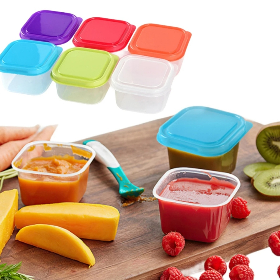 Conjunto 8 Potes Quadrados ou Redondos Kit Potinhos Para Alimentos Mini Pote Com Tampa