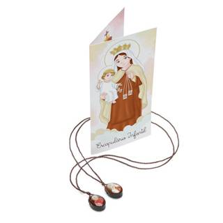 Escapulário Infantil de Madeira e Resina de Nossa Senhora do Carmo - Cordão 36cm - Com Folheto em Oferta na Shopee