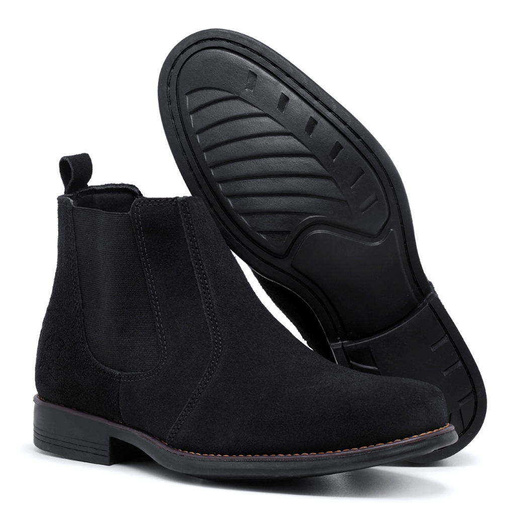 Botina Chelsea Colorado Casual Masculina Resistente Solado de Borracha Couro Legítimo Nobuck