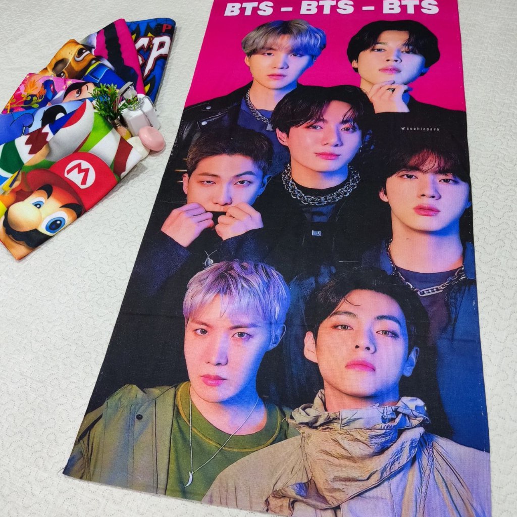 Toalha BTS de Banho e Praia Temática Personalizada do Gigante Algodão Rosa 2.0