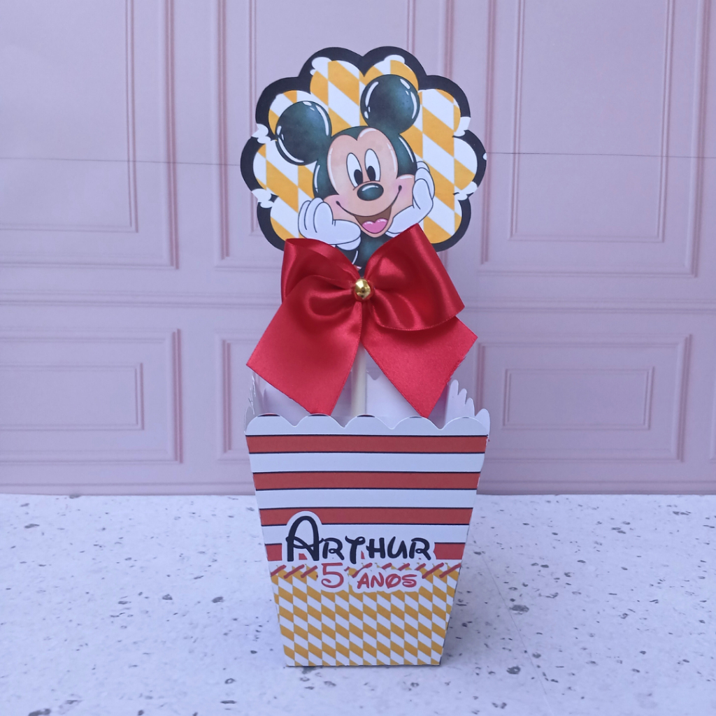 CAIXA CACHEPO / Centro de Mesa Mickey - Personalizados - lembrancinhas - Festa Infantil - Aniversário / PEGUE E MONTE