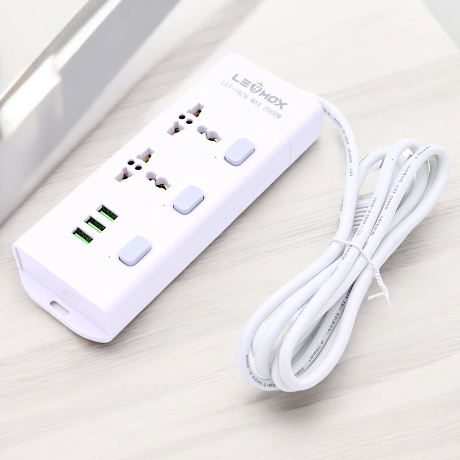 Extensão Elétrica 2 Tomadas Universais +3 USB LEY-1626 Lehmox