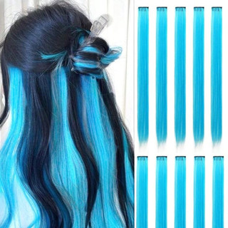 Aplique Cabelo Elegante Tic Tac Azul claro Mechas 70 Cm 1 unida