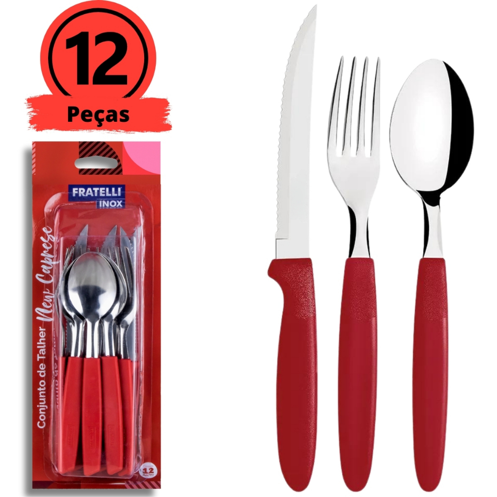 Conjunto de Talheres Faqueiro Aço Inox 12 peças Prático Jogo de Talher
