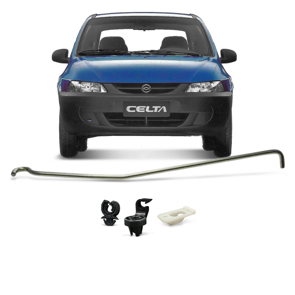 Kit Varão Haste Suporte Capô + Presilhas Celta G1 Life Spirit 2000 02 03 04 05 06