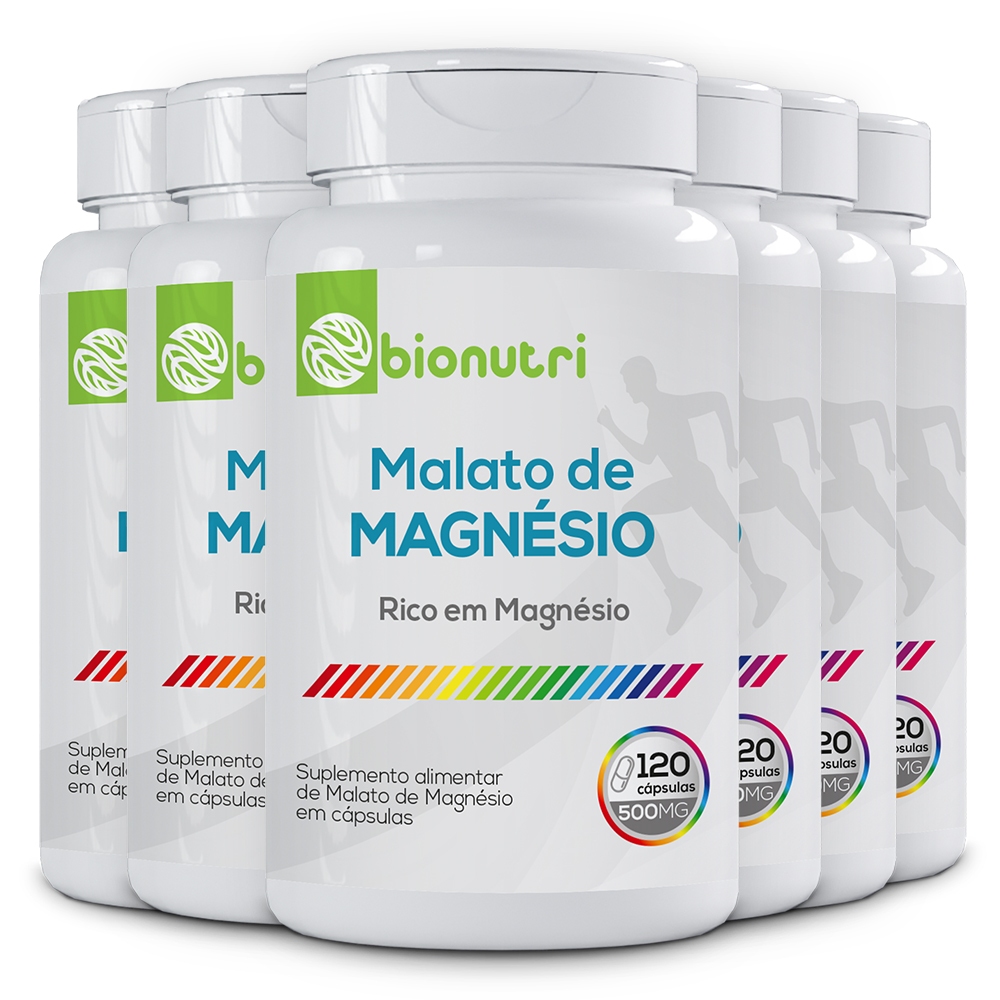 Kit 6 Magnésio Dimalato Puro 120 Capsulas 500mg original bionutri