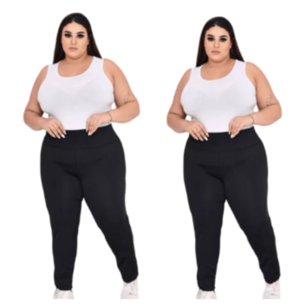 KIT Legging Flanelada Plus Size Grossa Calça Leg Peluciada Forrada Por Dentro Costura Reforçada Térmica