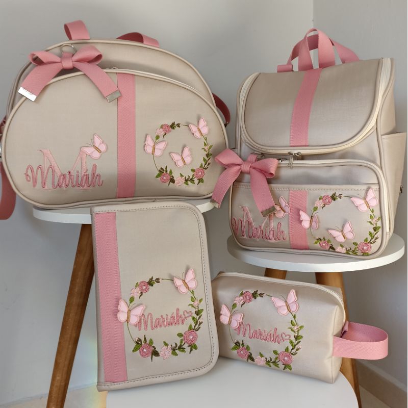Bolsas Maternidade borboletas e nome sobreposto em Oferta na Shopee