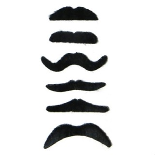 Kit 6 Bigode Postiço Falso Mustache Adesivo Festa Fantasia Halloween Carnaval Teatro Cosplay Preto em Oferta na Shopee