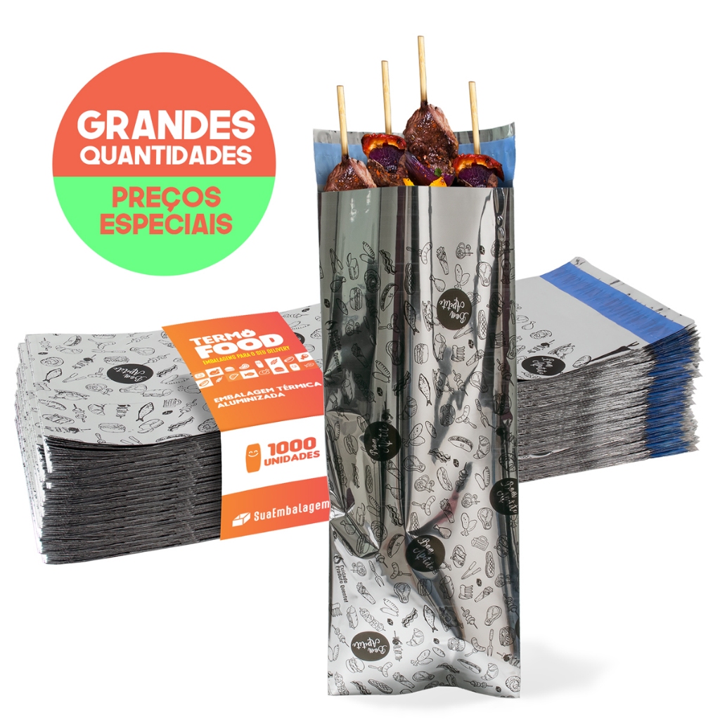 Embalagem Térmica para Espetinho, Churrasquinho, Churrasco - Grandes Quantidades - TERMOFOOD em Oferta na Shopee